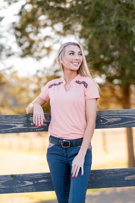 Equine Couture Women EcoRider Thea Notched V-Neck Short Sleeve Show Shirt