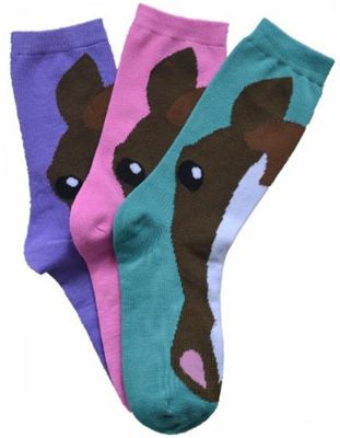 AWST Int'l Women's' Horse Face Crew Socks, 63-A833-HF