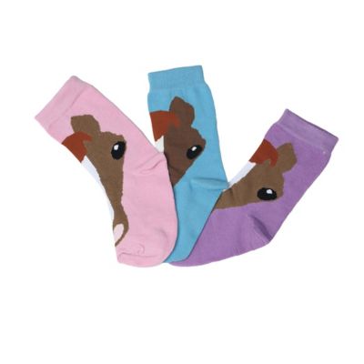 AWST Int'l Women's Youth Horse Face Crew Socks - 3 pack, 63-A850-HFCS