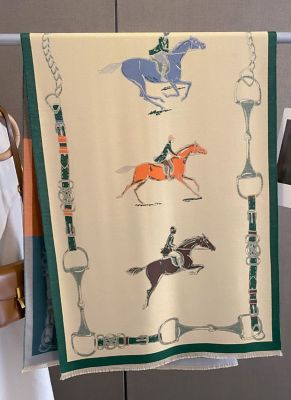 Image showing  Hunter Horses Acrylic Cashmere Scarf