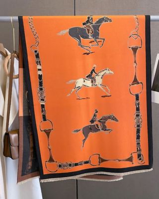 Image showing  Hunter Horses Acrylic Cashmere Scarf