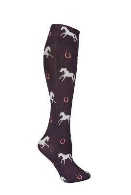 AWST Int'l Women's Lila Large Horses and Horseshoes Socks, 63-005-BK