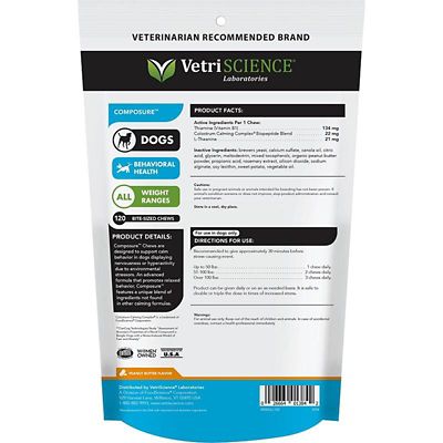 Image showing  Peanut Butter Flavor Calming Supplement Bite-Sized Chews for Dogs, 120 ct.