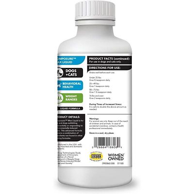 Image showing  Composure Max Calming Supplement Liquid for Cats and Dogs, 8 oz.