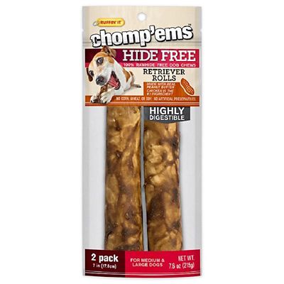 Chomp'ems Hide-Free Peanut Butter Rolls Dog Treats, 7 in., 2 ct.