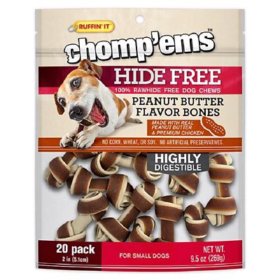 Chomp'ems Hide-Free Two-Tone Peanut Butter Knot Bones Dog Treats, 20 ct.