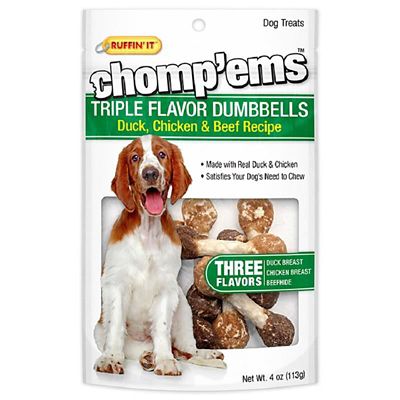 Chomp'ems Triple Flavor Dumbbells Dog Treats, 4 oz.