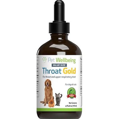 Pet Wellbeing Throat Gold Supplement Oral Drops for Dogs and Cats