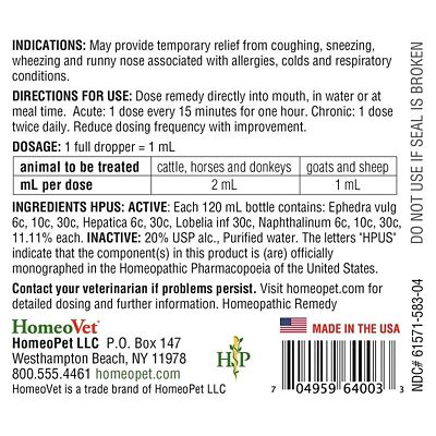 Image showing  EquioPathics Cough and Allergy Remedy for Horses, 120 mL