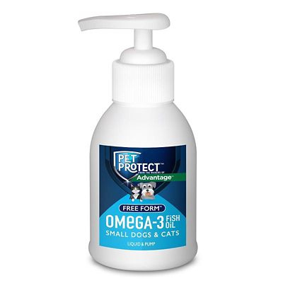 Pet Protect Omega-3 Free Form Fish Oil for Small Dogs and Cats, 4 oz.