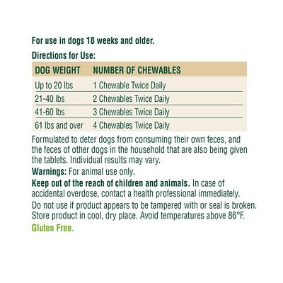 Image showing  Stool Eating Deterrent Chewable Tablets for Dogs, 60 ct.