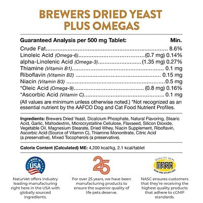 Image showing  Brewer's Dried Yeast Formula Plus Omegas Chewable Tablets for Dogs and Cats, 1,000 ct.