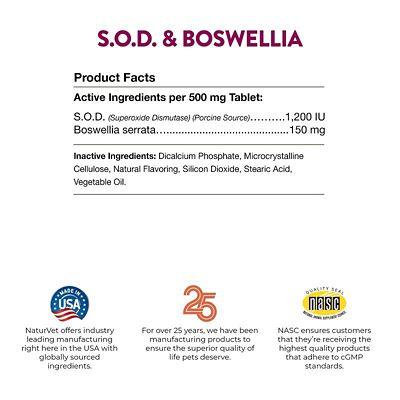 Image showing  S.O.D. and Boswellia Joint Health Tablets for Dogs, 500 ct.