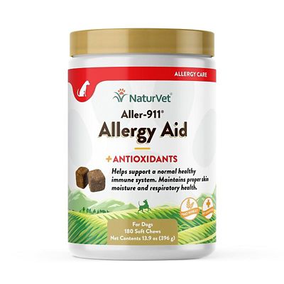 NaturVet Aller-911 Allergy Aid Plus Antioxidants Soft Chews for Dogs and Cats, 180 ct.