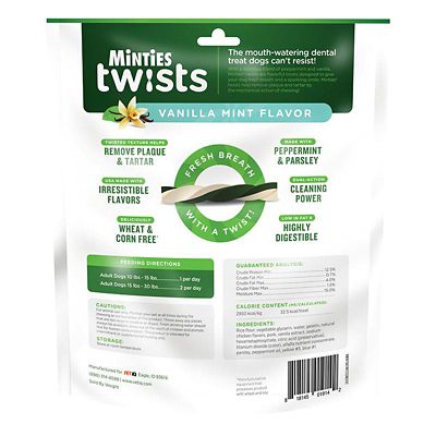 Image showing  Twists Small Vanilla Mint Flavor Dental Dog Treats for Dogs 10-30 lb.