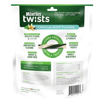 Image showing  Twists Vanilla Mint Flavor Large Dental Dog Treats for Dogs 30+ lb.