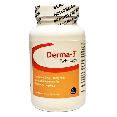 Derma-3 Skin and Coat Health Supplement Twist Caps for Medium and Large Dogs, 60 ct.