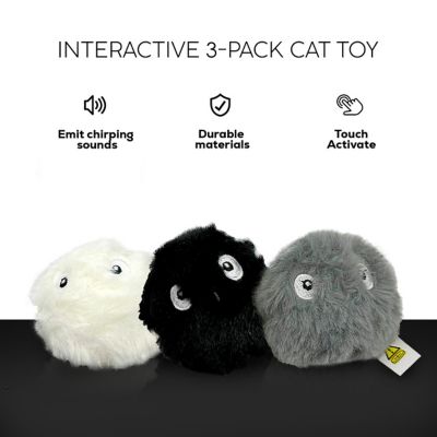 Image showing  Chirp N Play Fluffy Kitty Balls, Interactive Cat Toy 3-Pack with Sound