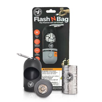 Precious Tails Flash N Bag LED-Lit Poop Bags, Convenient Dog Waste Bags with Integrated LED Light