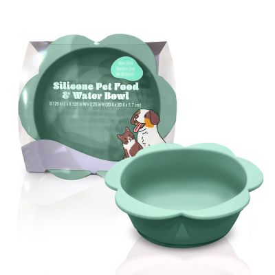 Precious Tails Flower Shaped Silicone Pet Bowl, with Non-Slip Suction Base, Durable Feeding Dish for Dogs & Cats