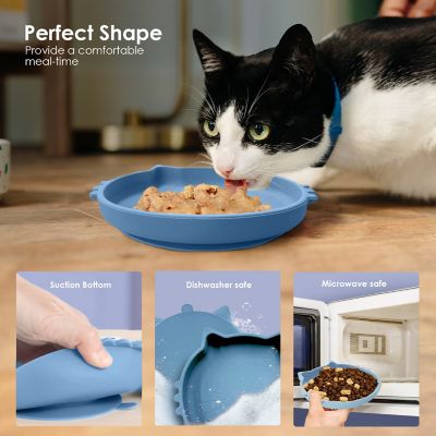 Image showing  Cat Shaped Silicone Pet Bowl with Non-Slip Suction Base