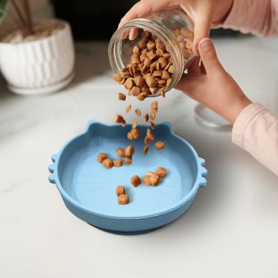 Image showing  Cat Shaped Silicone Pet Bowl with Non-Slip Suction Base