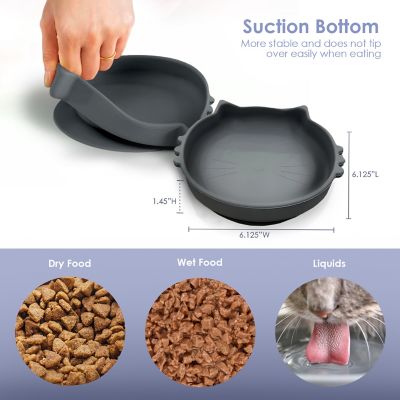 Image showing  Cat Shaped Silicone Pet Bowl with Non-Slip Suction Base