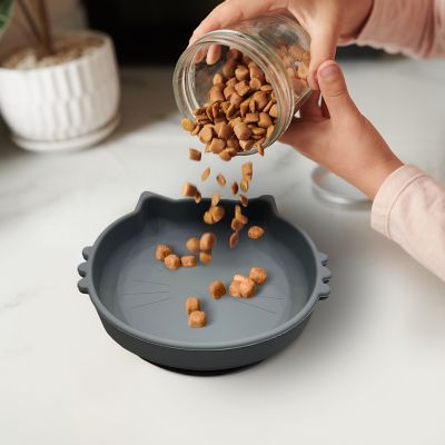 Image showing  Cat Shaped Silicone Pet Bowl with Non-Slip Suction Base