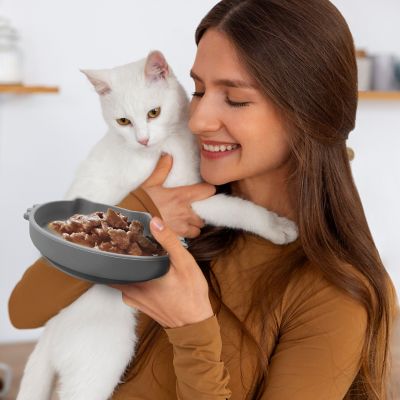 Image showing  Cat Shaped Silicone Pet Bowl with Non-Slip Suction Base