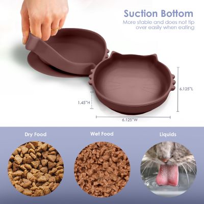 Image showing  Cat Shaped Silicone Pet Bowl with Non-Slip Suction Base