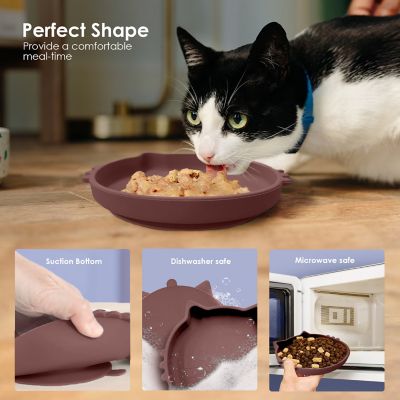 Image showing  Cat Shaped Silicone Pet Bowl with Non-Slip Suction Base