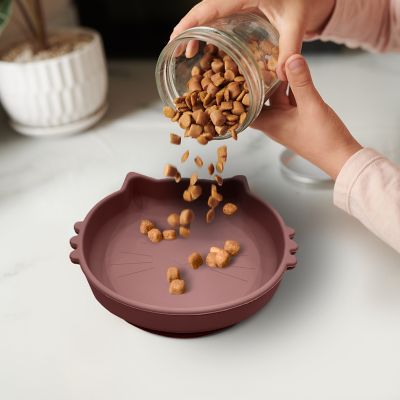 Image showing  Cat Shaped Silicone Pet Bowl with Non-Slip Suction Base