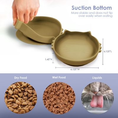 Image showing  Cat Shaped Silicone Pet Bowl with Non-Slip Suction Base
