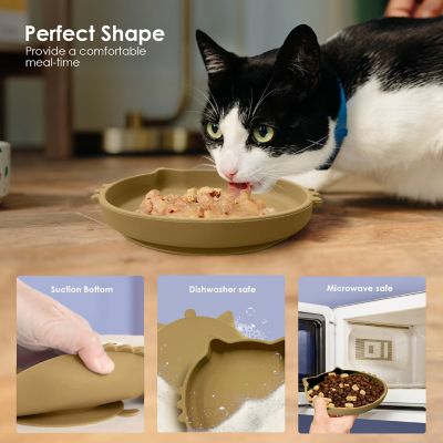 Image showing  Cat Shaped Silicone Pet Bowl with Non-Slip Suction Base