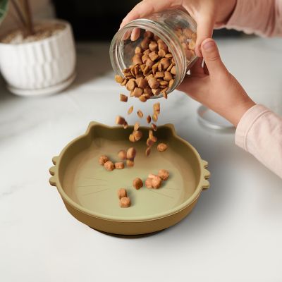 Image showing  Cat Shaped Silicone Pet Bowl with Non-Slip Suction Base