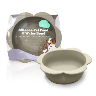 Precious Tails Small Flower-Shaped Silicone Pet Bowl with Non-Slip Suction Base