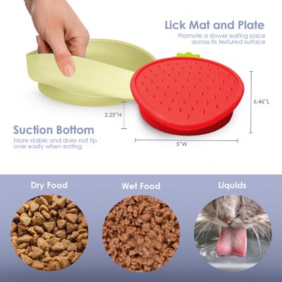 Image showing  Lilac Small Flower-Shaped Silicone Pet Bowl with Non-Slip Suction Base
