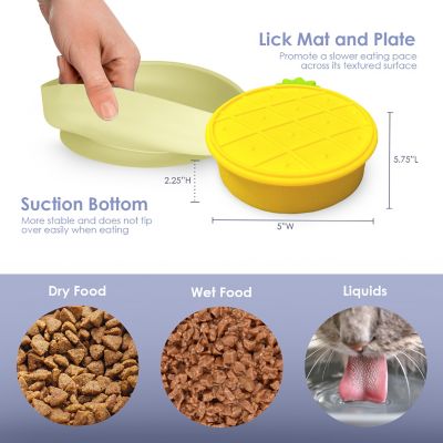 Image showing  Yellow Small Pineapple-Shaped Silicone Pet Bowl with Non-Slip Suction Base