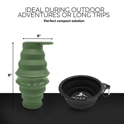 Image showing  Feed N Sip Collapsible Dog Bowl and Water Bottle, Portable Travel Feeding Solution for Pets