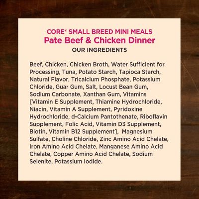 Image showing  Natural Grain Free Small Breed Mini Meals Wet Dog Food, Pate Beef & Chicken Dinner, 3-Ounce Pouch