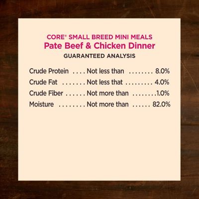 Image showing 5 th Wellness CORE Natural Grain Free Small Breed Mini Meals Wet Dog Food, Pate Beef & Chicken Dinner, 3-Ounce Pouch