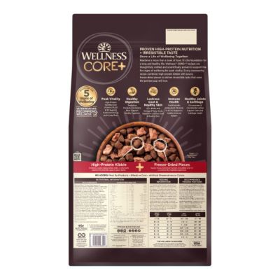 Image showing Wellness CORE+ Adult High-Protein Beef and Barley Recipe Dry Dog Food
