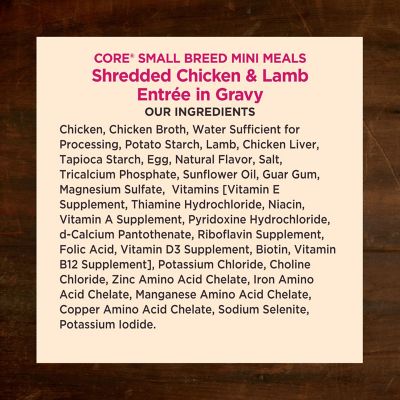 Image showing  Natural Grain Free Small Breed Mini Meals Wet Dog Food, Shredded Chicken & Lamb Entree in Gravy, 3-Ounce Pouch