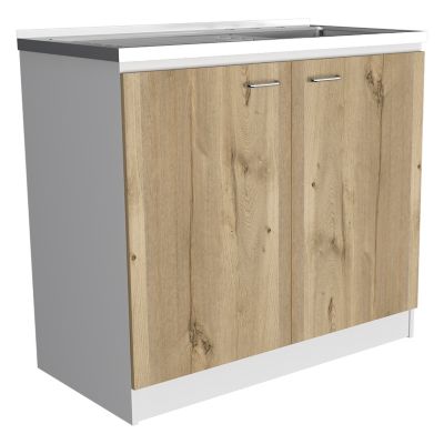 Tuhome Napoles Utility Sink, White/Light Oak