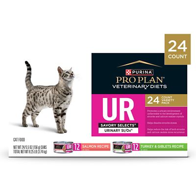 Image showing  Veterinary Diets Adult UR Savory Selects Urinary St/Ox Turkey/Salmon Wet Cat Food, 5.5 oz., Pack of 24 Cans