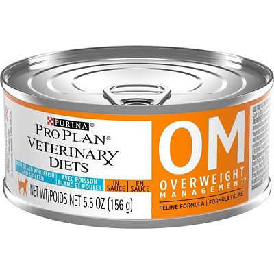 Purina Pro Plan Veterinary Diets Feline OM Ocean Whitefish & Chicken Recipe Wet Cat Food, 5.5 oz., Pack of 24 Cans