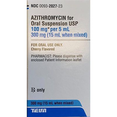 Image showing Azithromycin for Oral Suspension, 100 mg/5 mL, 15 mL