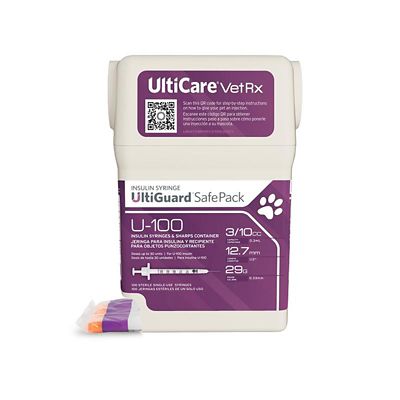 Ulticare VetRx U-100 UltiGuard Safe Pack Insulin Syringes, 100 ct.