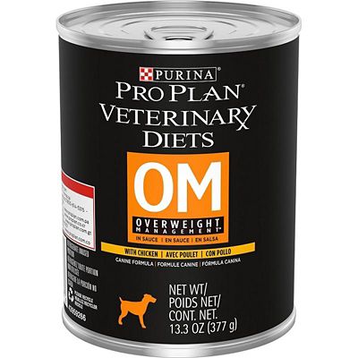 Purina Pro Plan Veterinary Diets Adult OM Overweight Management Formula with Chicken Wet Dog Food, 13.3 oz., Pack of 12 Cans
