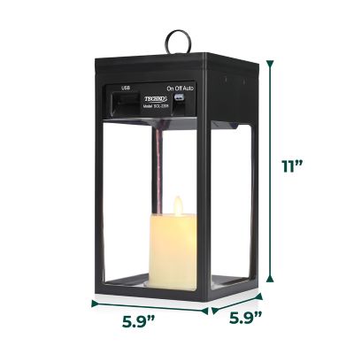 Image showing 6 th Techko Solar Modern Candle Lantern - Large with Hanging Hook
